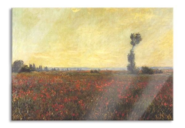 Claude Monet - Mohnfeld I, Glasbild Online