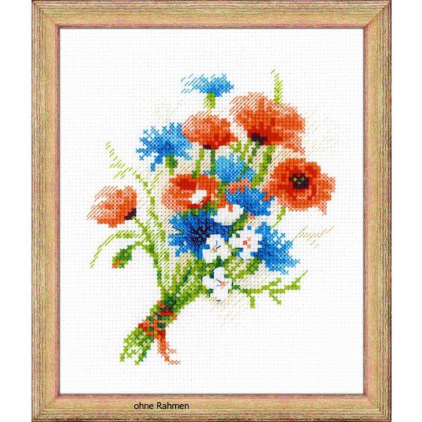 Blumenstrauß mit Kornblumen  - Kreuzstich-Set, Zählmuster Jetzt online